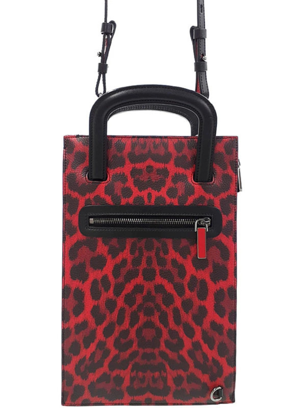 Christian Louboutin Trick Track bag red black leather leopard top handles